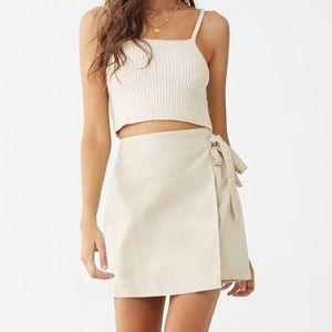DONATING SOON F21 Tan Linen Wrap Skirt